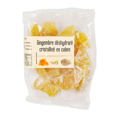Gingembre déshydraté cristallisé cubes, sucré 150g