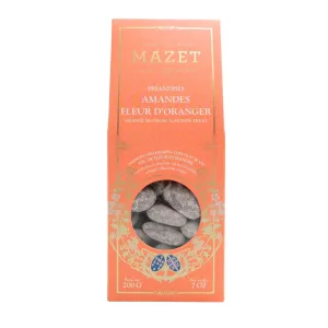 Amandes caramélisées au chocolat au lait et fleur d'oranger boîte 200g
