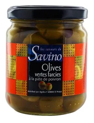 Olives farcies poivron   bocal 125g Savino
