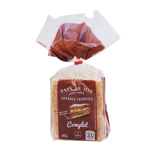 Pain de mie complet grandes tranches paquet 550g