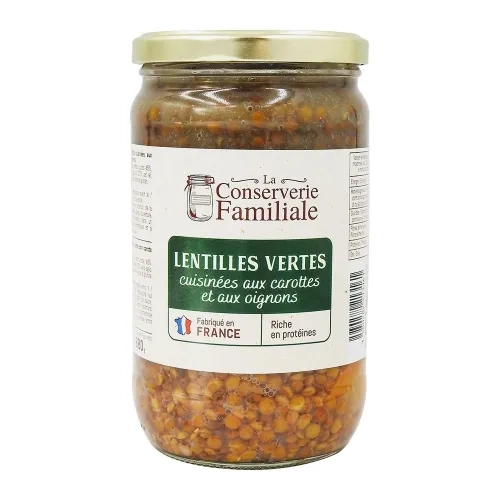 Lentilles vertes cuisinées France bocal pne 680g