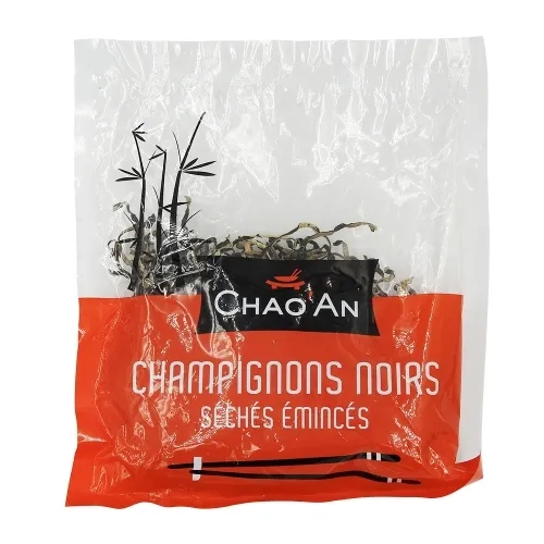 Champignons noirs séchés émincés pqt 80g Chao'an