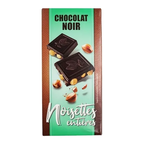 Chocolat noir et noisettes tablette 200gr