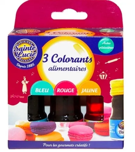 3 colorants alimentaires boite 3*10ml Sainte Lucie