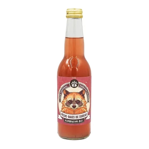 Kombucha pêche et sureau BIO bouteille 33cl