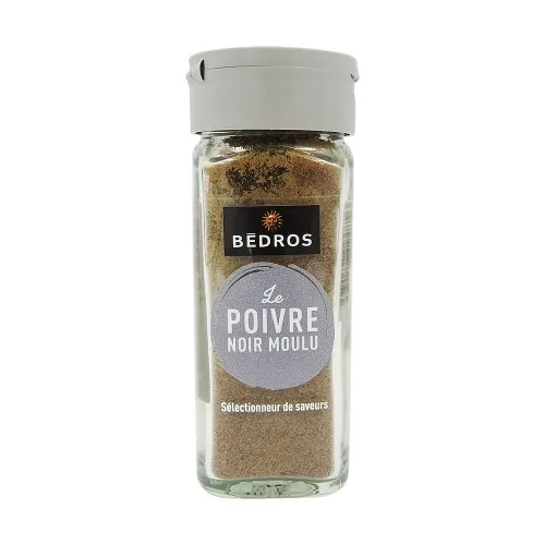 Poivre noir moulu flacon 44g Bédros