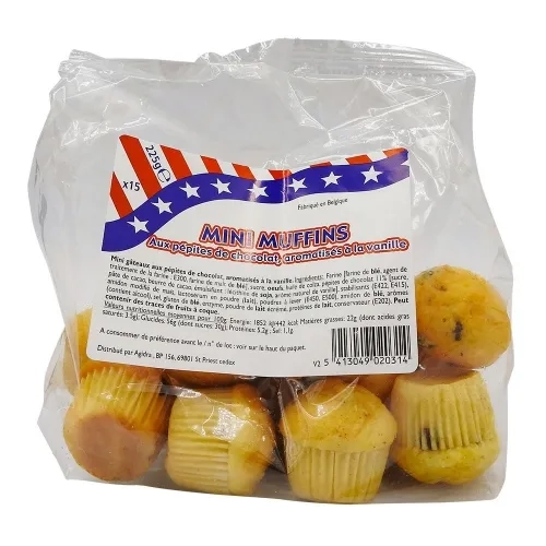 Mini muffins vanille-pépites chocolat paquet 225g