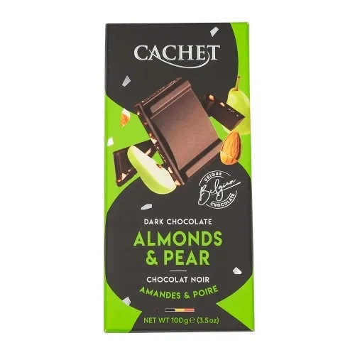 Chocolat noir poires & amandes 100g