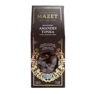 Amandes caramélisées gianduja et fève tonka boîte 200g