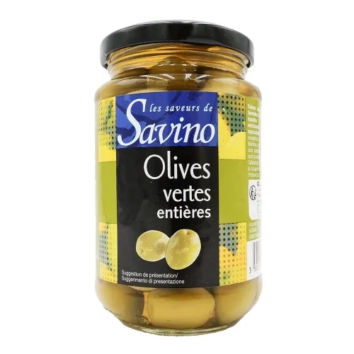 Olives vertes entières  pot 37cl Savino