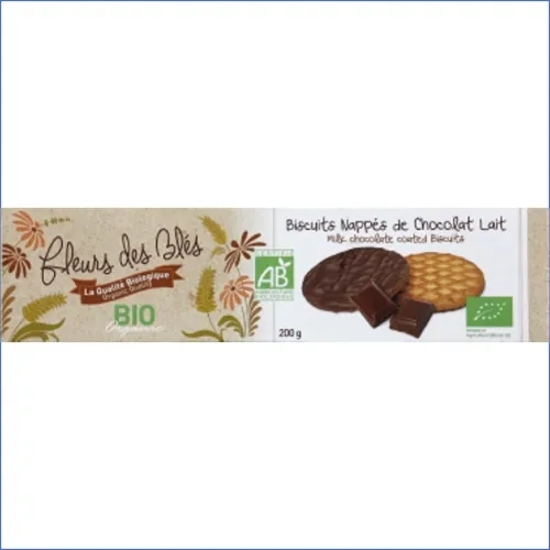Biscuits nappés chocolat lait BIO paquet 200g