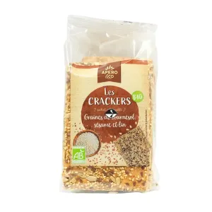 Crackers aux graines de tournesol, sésame et lin BIO sachet 200g Apéro & Co