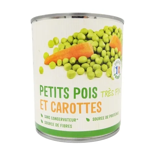 Petits pois très fins et carottes boîte 530g PNE