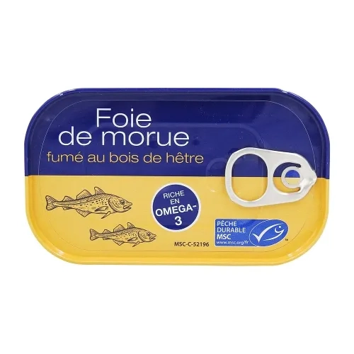 Foie de morue fumé au bois de hêtre boîte 121g