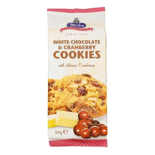 Cookies chocolat blanc & cranberries paquet 200g