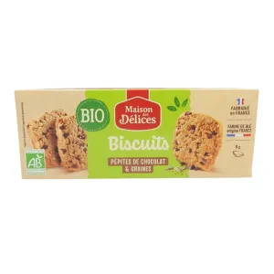 Biscuits aux graines et pépites de chocolat BIO paquet 140g Maison des Délices