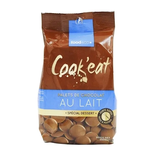 Palets de chocolat lait dessert   sachet 200g