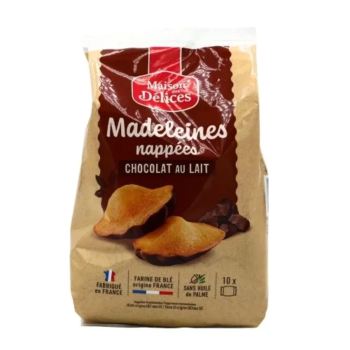 Madeleines nappées chocolat au lait paquet 250g