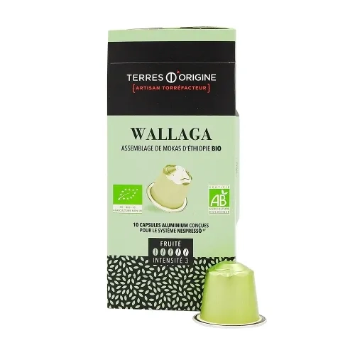 Café Wallaga BIO fruité 3/5 10 capsules bte 55gr
