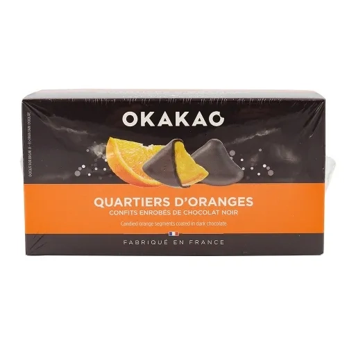 Quarts d'orange confits enrobés chocolat noir 200g