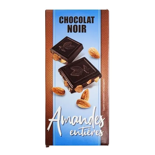 Chocolat noir et amande tablette 200g