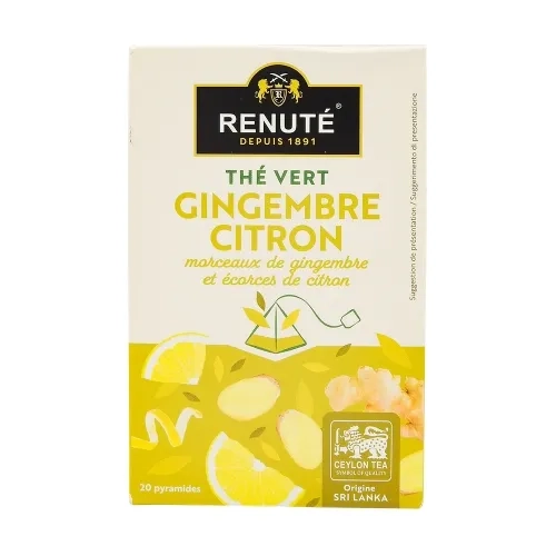 Thé vert gingembre et citron  20 pyramides Renuté