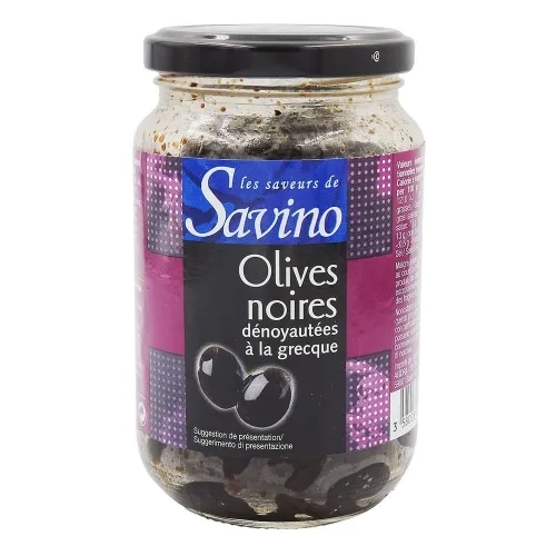 Olives noires dénoyautées   pt 37cl Savino