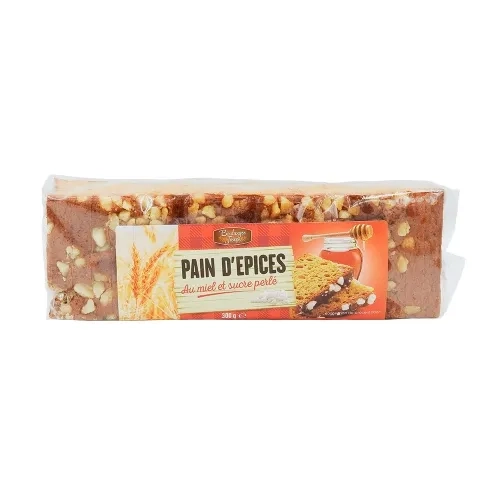 Pain d'épices tranché miel sucre perlé paquet 300g