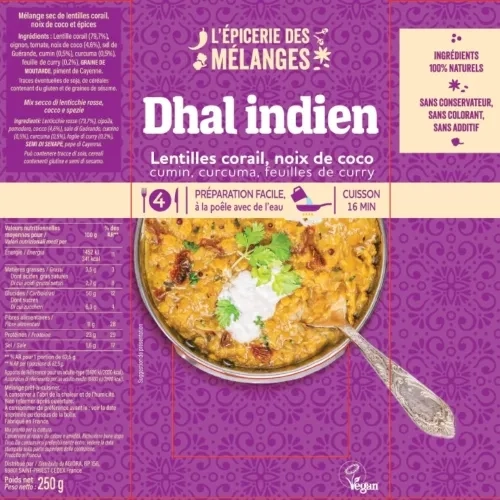 DAHL DE LENTILLES NOIX DE COCO 250G