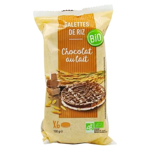 Galettes de riz chocolat au lait BIO  paquet 100g