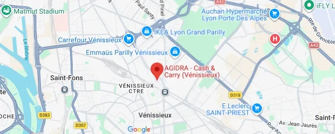 Adresse Cash & Carry Agidra - Grossiste Vénissieux