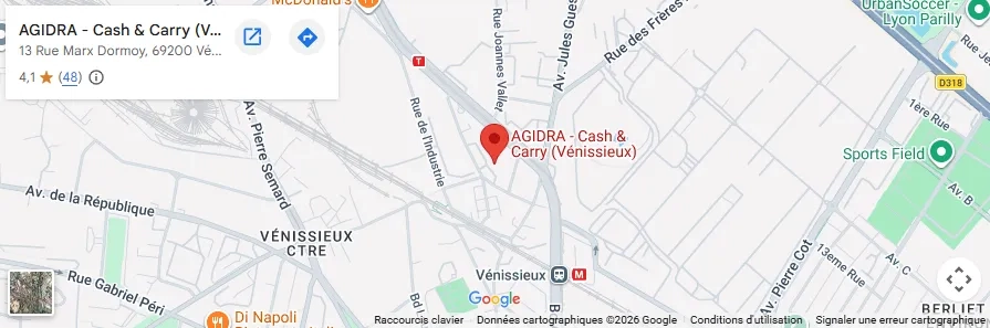 Agidra Grossiste alimentaire - Adresse du Cash and Carry Vénissieux