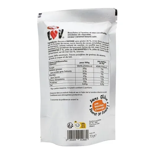 LOV LE P'TIT ENCAS CARAMEL CACAHUETE CHOCOLAT 70G
