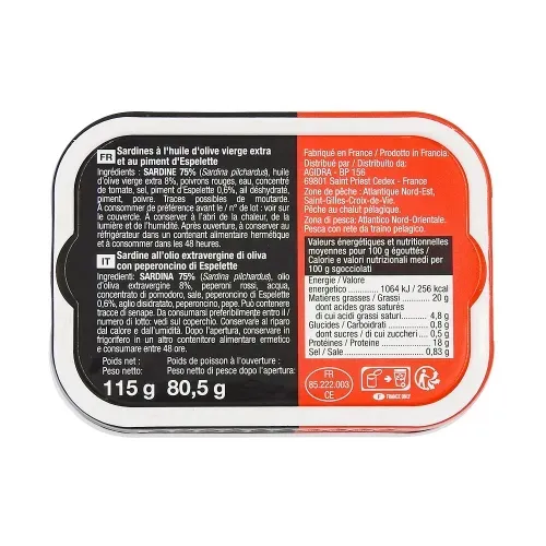 SARDINES AU PIMENT D'ESPELETTE 80G