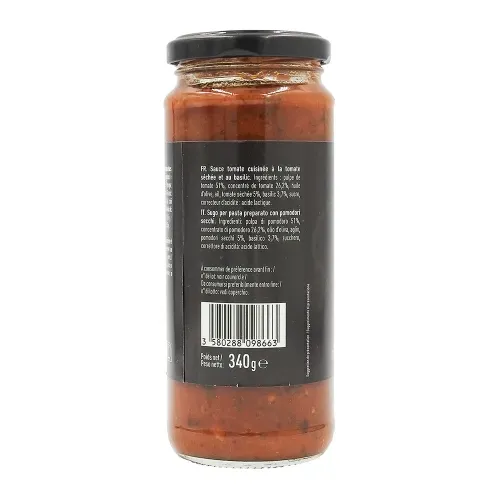 SAUCE TOMATE SECHEE ET BASILIC SAVINO 340G