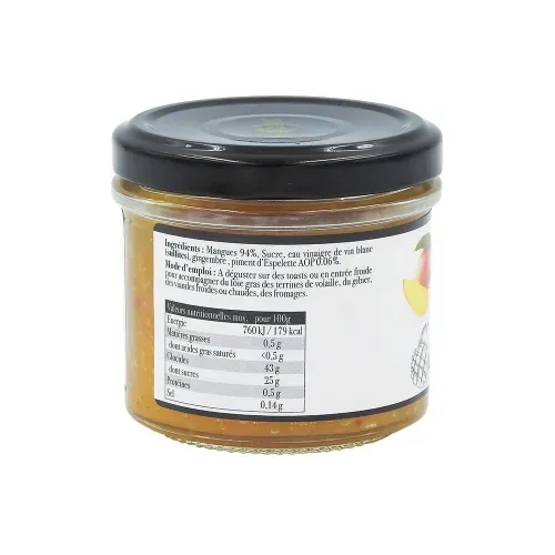 CONFIT DE MANGUES AUX PIMENT D'ESPELETTE 110 GR