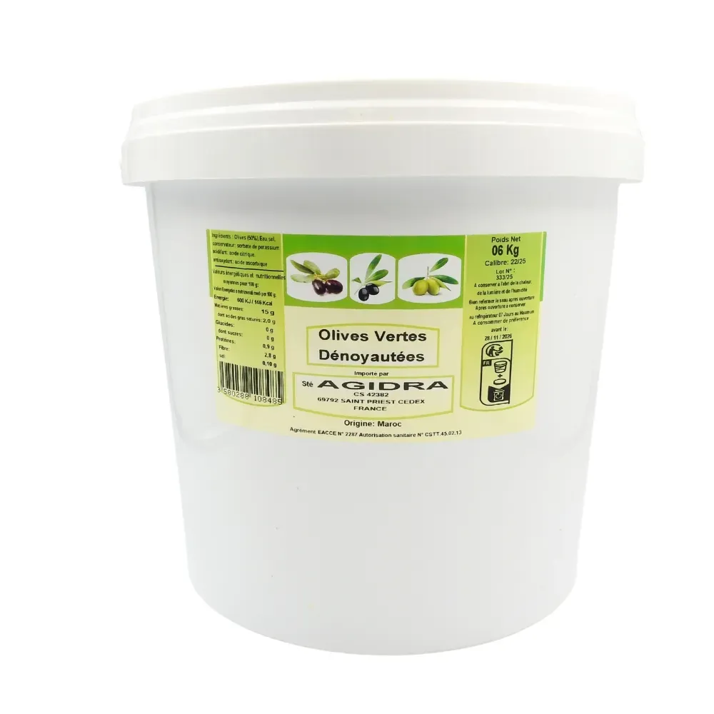 OLIVE VERTE DENOYAUTEE MAROC CAL 22/25 PNE 6KG