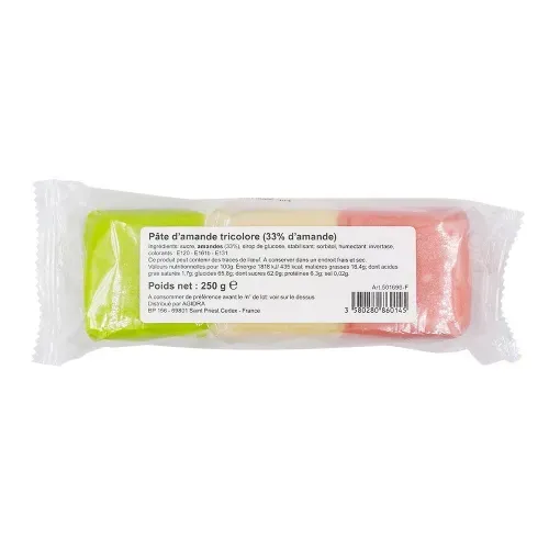PATE AMANDE TRICOLORE 250 GR 33%
