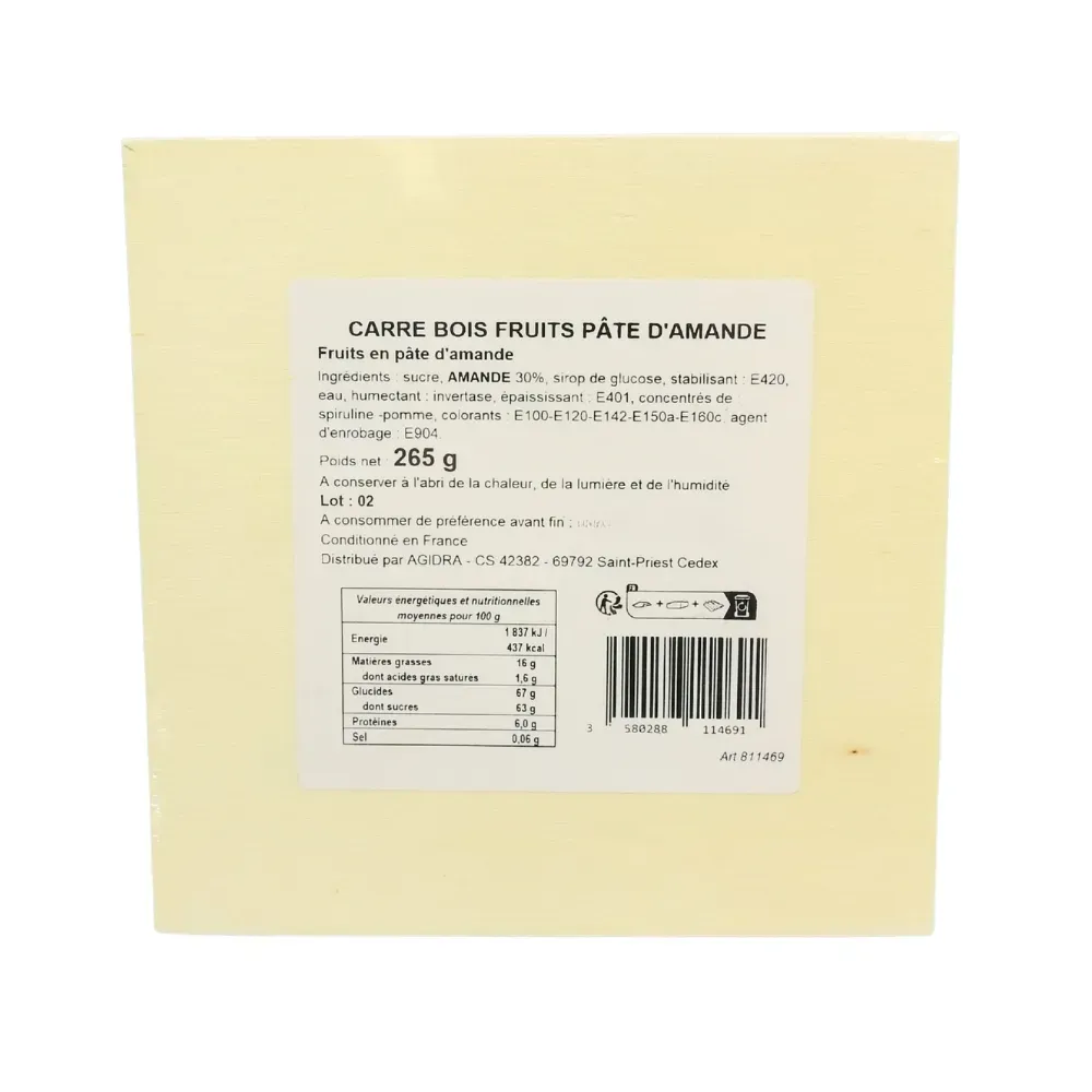PFA - CARRE BOIS FRUITS PATE D'AMANDE 265 GR