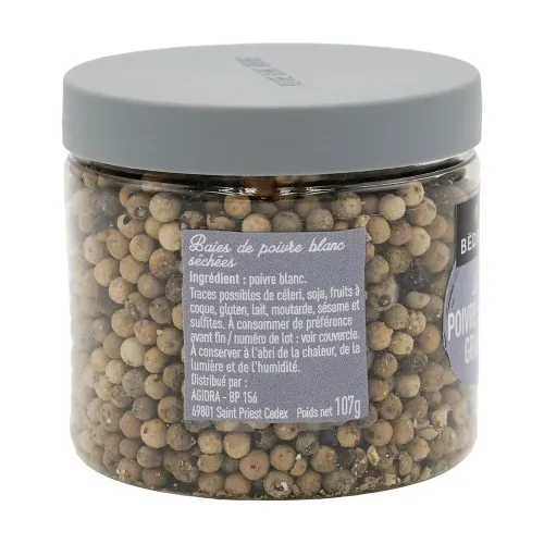 POIVRE BLANC GRAIN POT PET 107 gr Bédros/CT 12