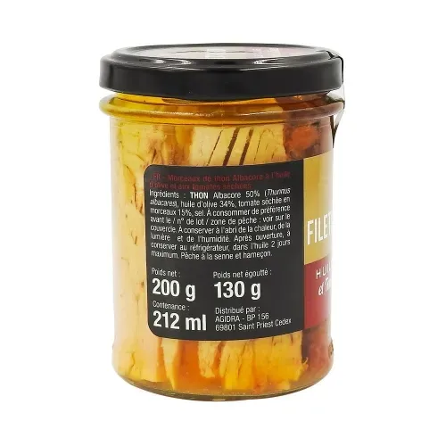 FILETS DE THON HUILE OLIVE & TOMATES SECHEES 130G