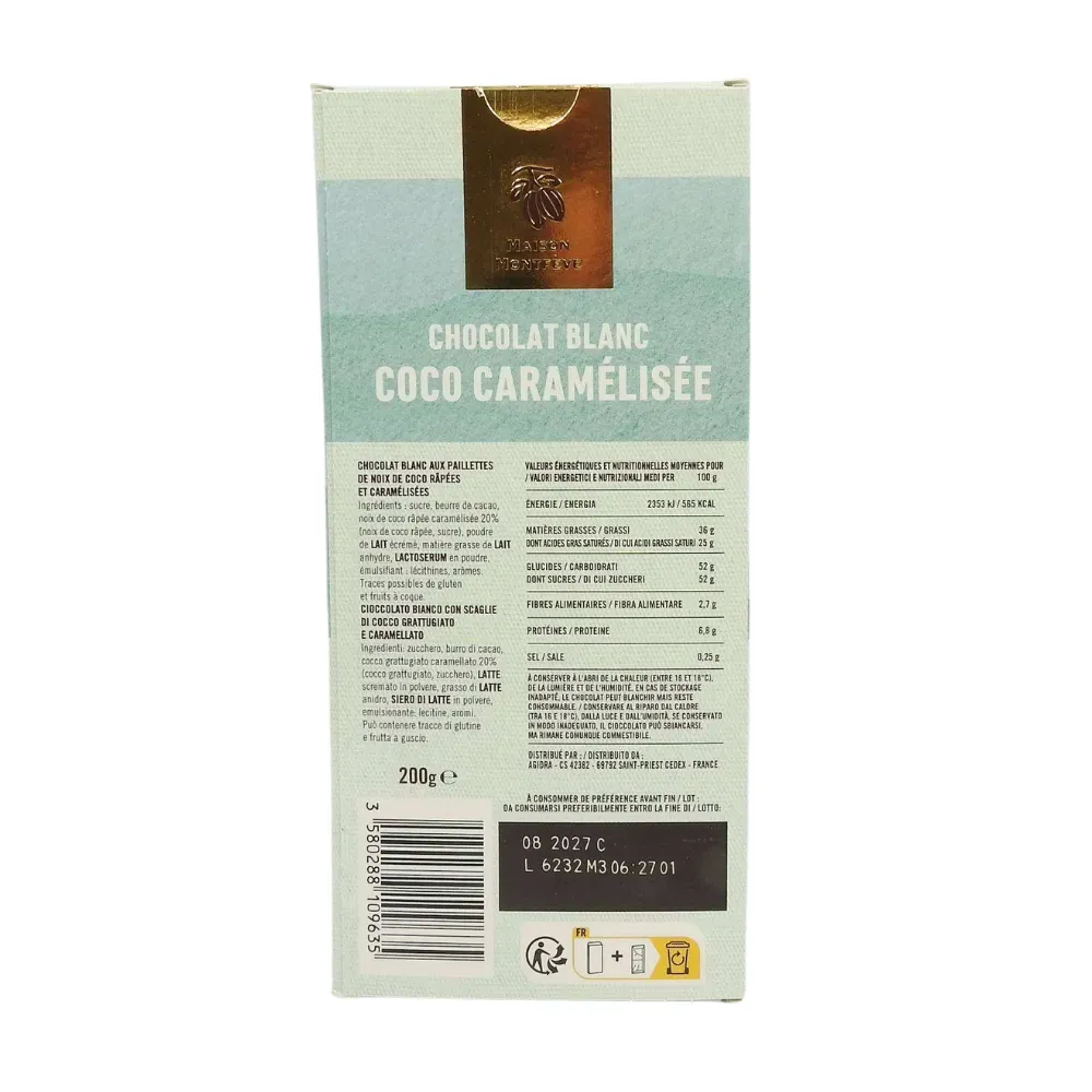 TAB CHOC BLANC COCO 200G
