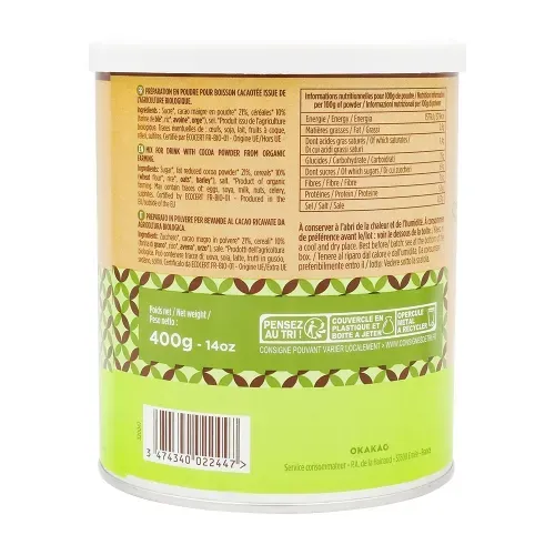 POUDRE CACAOTEE BIO 400GR OKAKAO