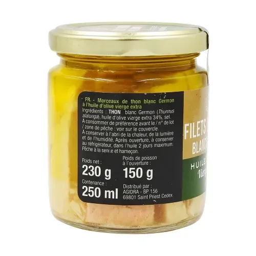 FILETS THON BLANC GERMON  HUILE OLIVE V.E.150G
