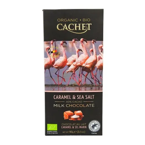 CHOCOLAT LAIT BIO 40% CARAMEL & FLEUR DE SEL 90G