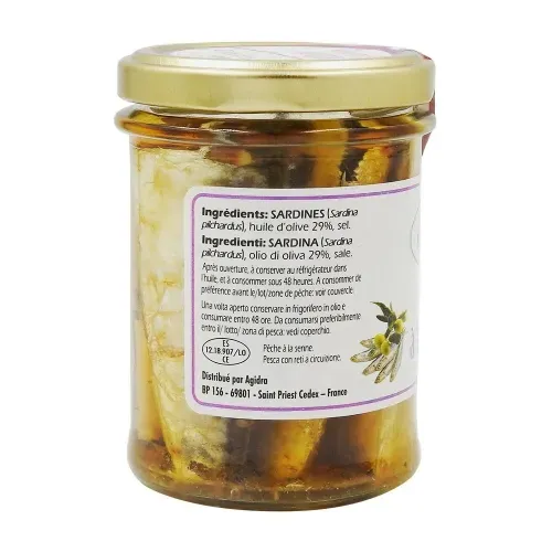 SARDINES HUILE D'OLIVE BOCAL VERRE 133G