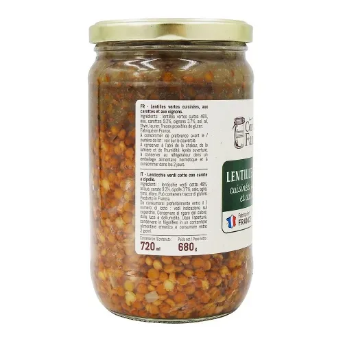 CONSERVE LENTILLES VERTES CUISINEES FRANCE 720ML