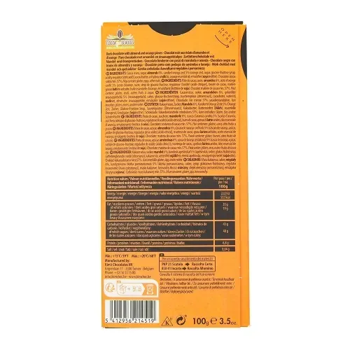 CHOCOLAT NOIR ORANGE ET AMANDES 100G