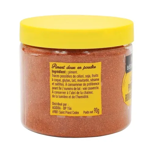 PIMENT ROUGE DOUX POT PET 90 gr Bédros/CT 12