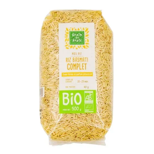 RIZ BASMATI BIO COMPLET PQT 500 GR